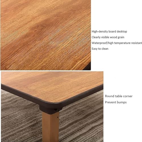 Japanese-Style Square Folding Tea Coffee Table, Adjustable Low Table for Floor Sitting, 70x70cm H135