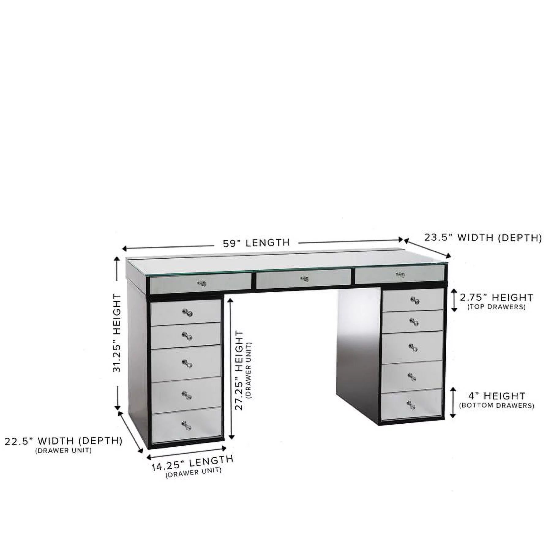 Mirrored Vanity Tabletop with 5 Drawer Units for Makeup Storage H1098