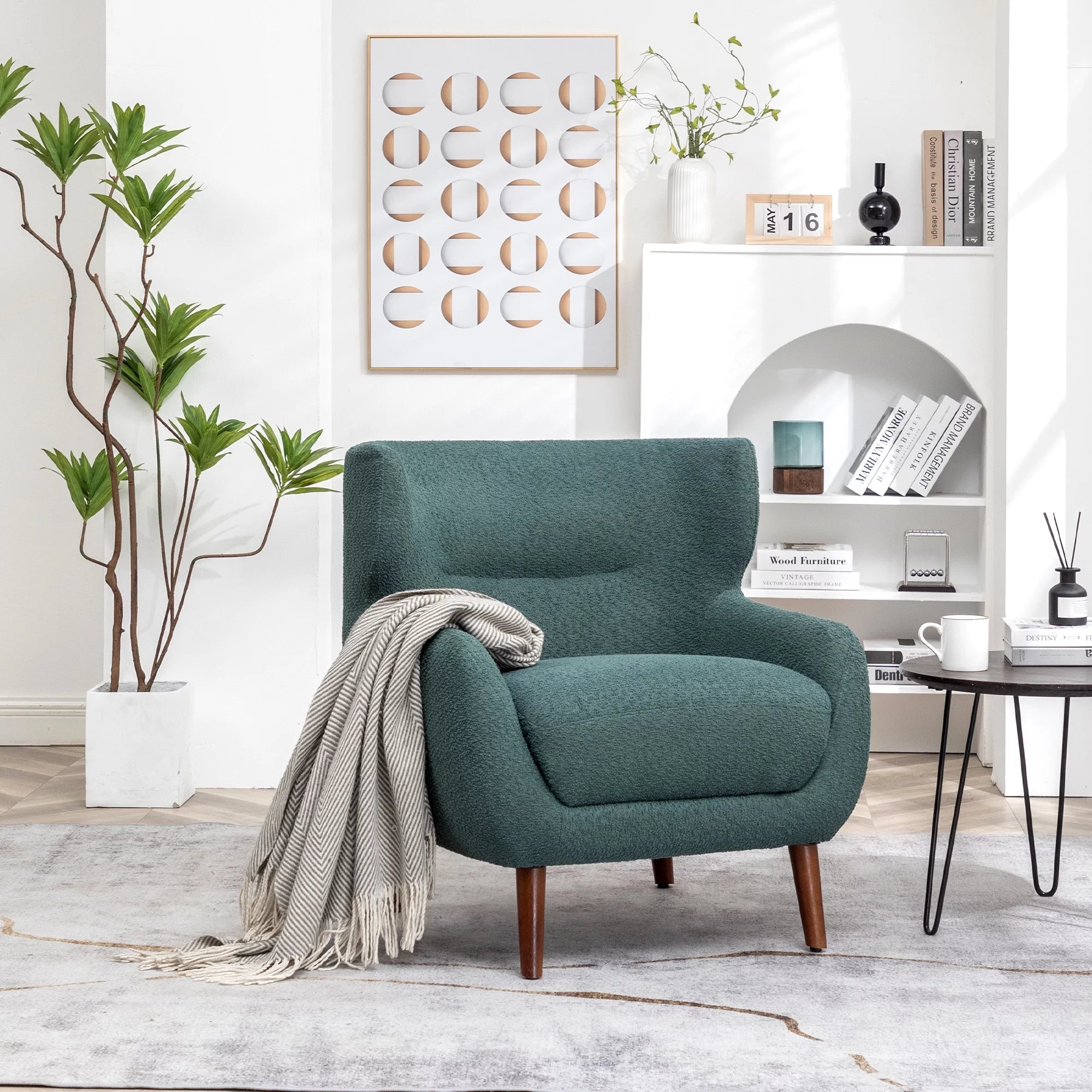 Tufted Wingback Accent Chair, Green G75060