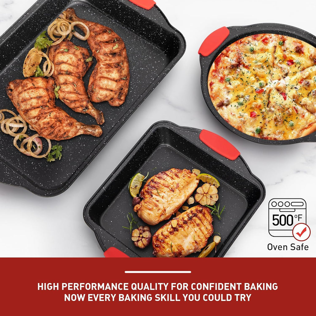 Nonstick Carbon Steel Baking Pans Set, 18-Piece Stackable Bakeware Y198