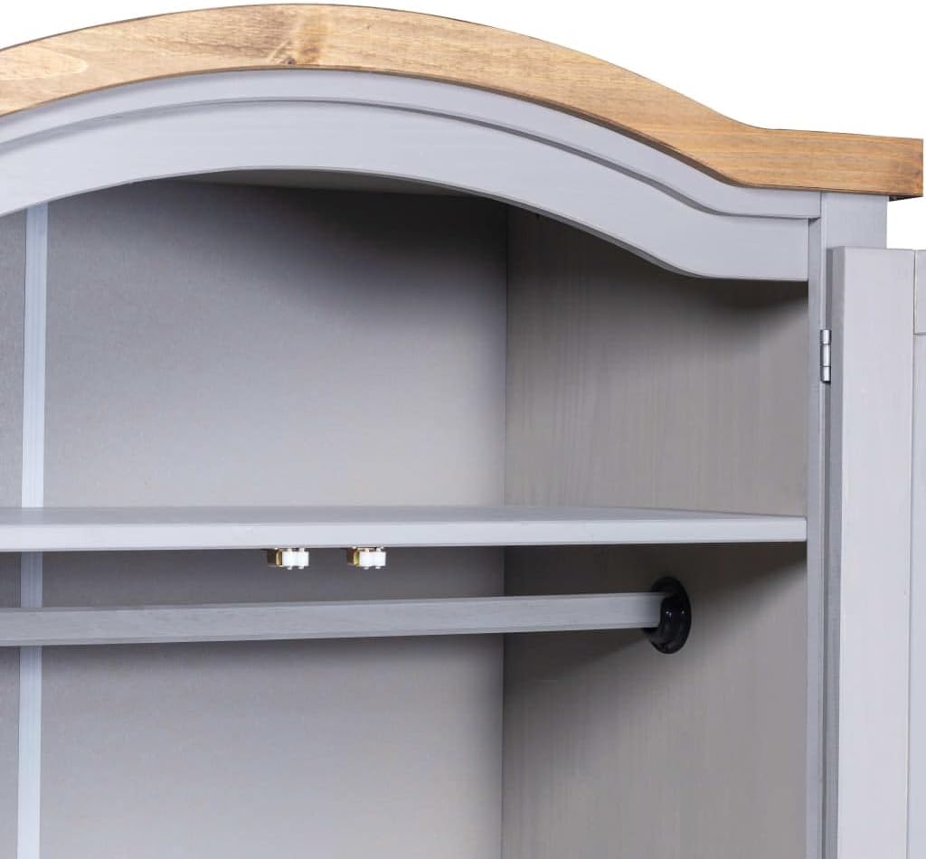 Mexican Pine Wardrobe 2 Doors Grey X9816