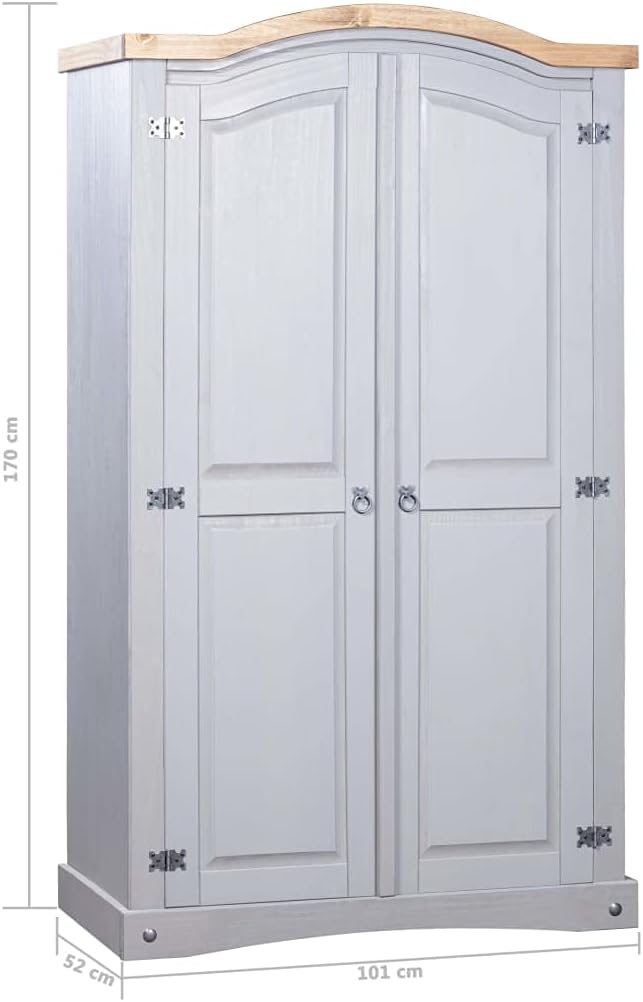 Mexican Pine Wardrobe 2 Doors Grey X9816