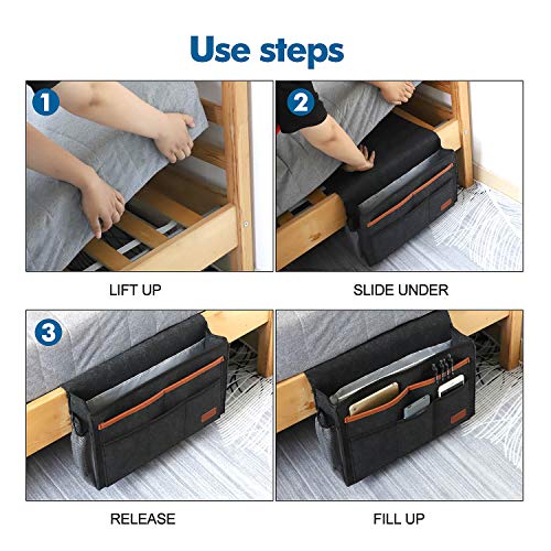 Bedside Caddy, Large Size with 8 Pockets for Bed Storage Organizer S628