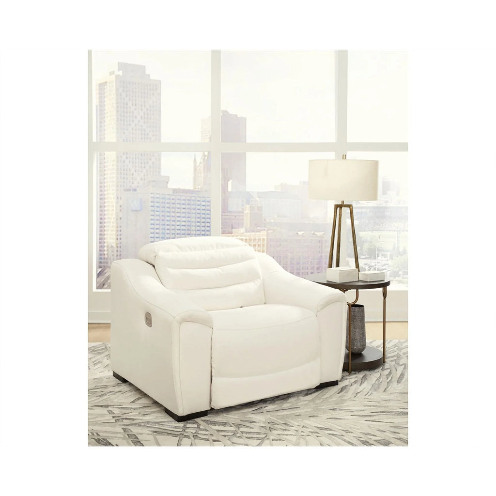 Faux Leather Power Recliner in White S604