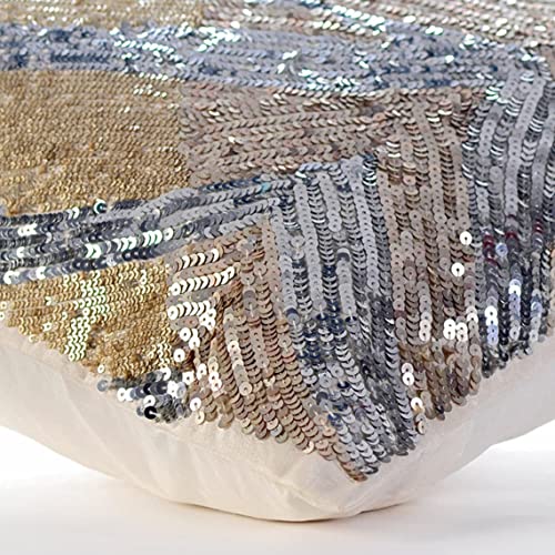 Decorative Throw Pillow Cover, 16x16 Inch, Set of 2, Jacquard Foil with Embroidery L6945