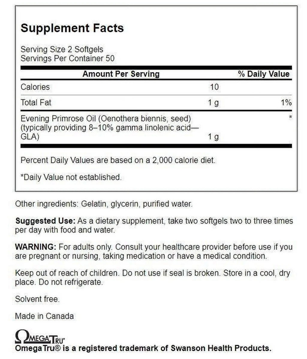 Evening Primrose Oil 500 mg Softgels, 200 Count U103004