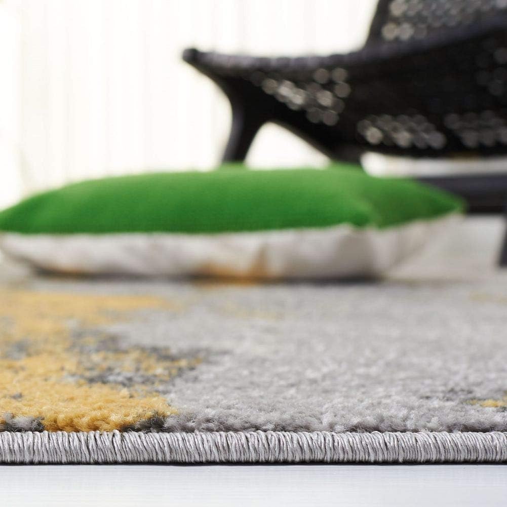 Modern Abstract Area Rug - 5'1" x 7'6", Grey & Yellow, Easy Care R590