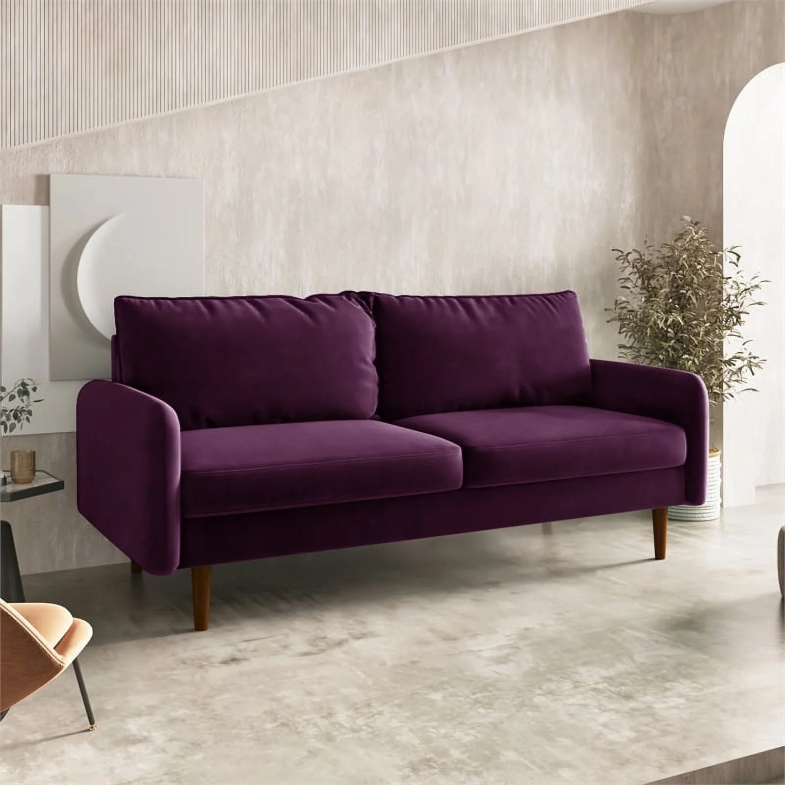 Contemporary 70" Velvet Sofa in Purple I41110