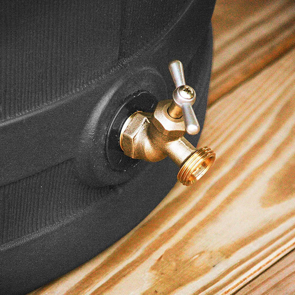 40 Gallon Outdoor Rain Water Collection Barrel with Brass Spigot, Black, 2 Pack R206