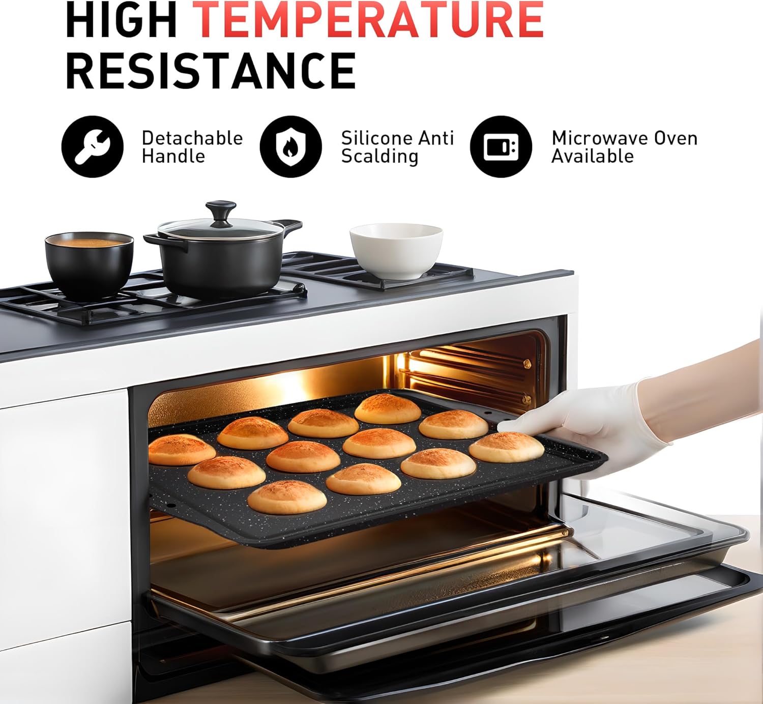 Nonstick Carbon Steel Baking Pans Set, 18-Piece Stackable Bakeware Y198