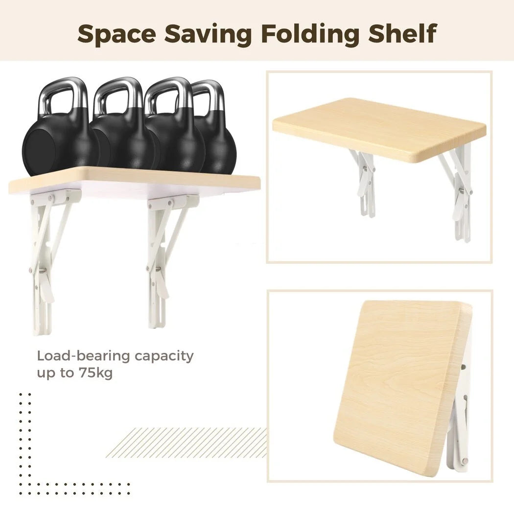 Folding Wall Mounted Shelf with Bracket, Heavy Duty Wooden A133
