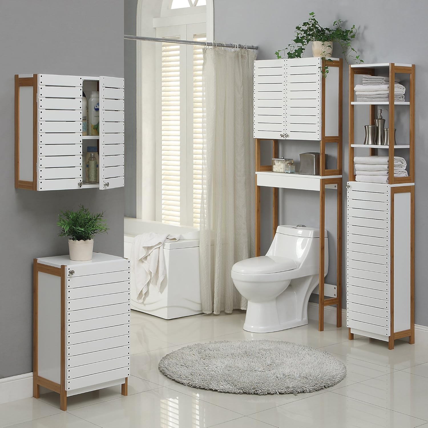 Bamboo 3 Shelf Over The Toilet Bathroom Cabinet O12891