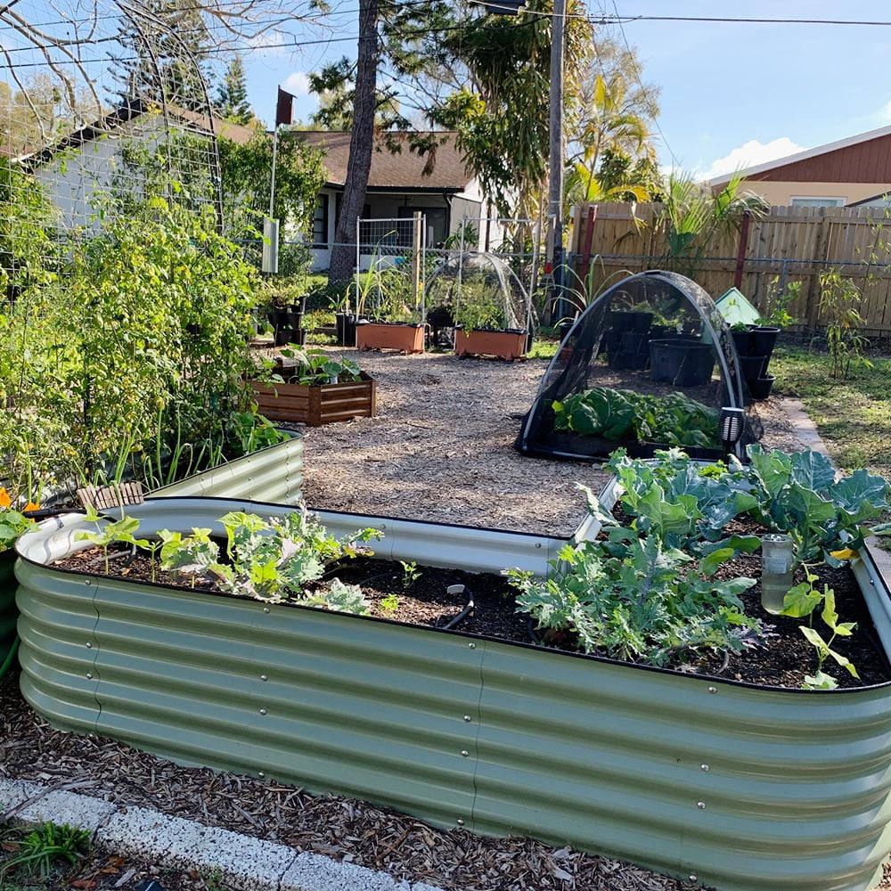 L-Shaped Modular Metal Raised Garden Beds, 17" Tall, Large Size B7657