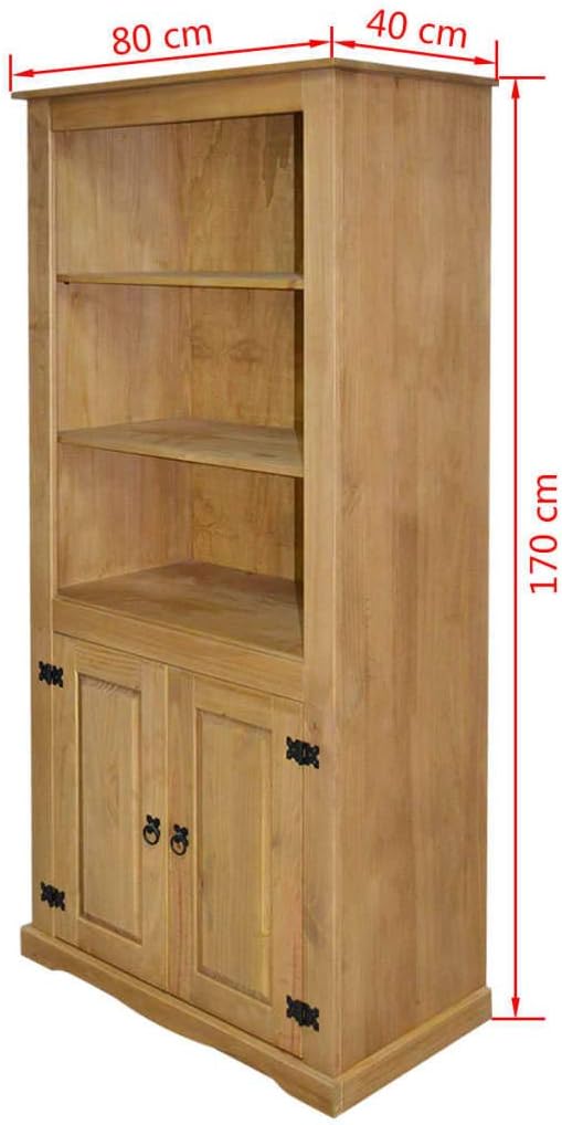 Mexican Pine Cupboard with 3 Open Shelves and 1 Cabinet R99726