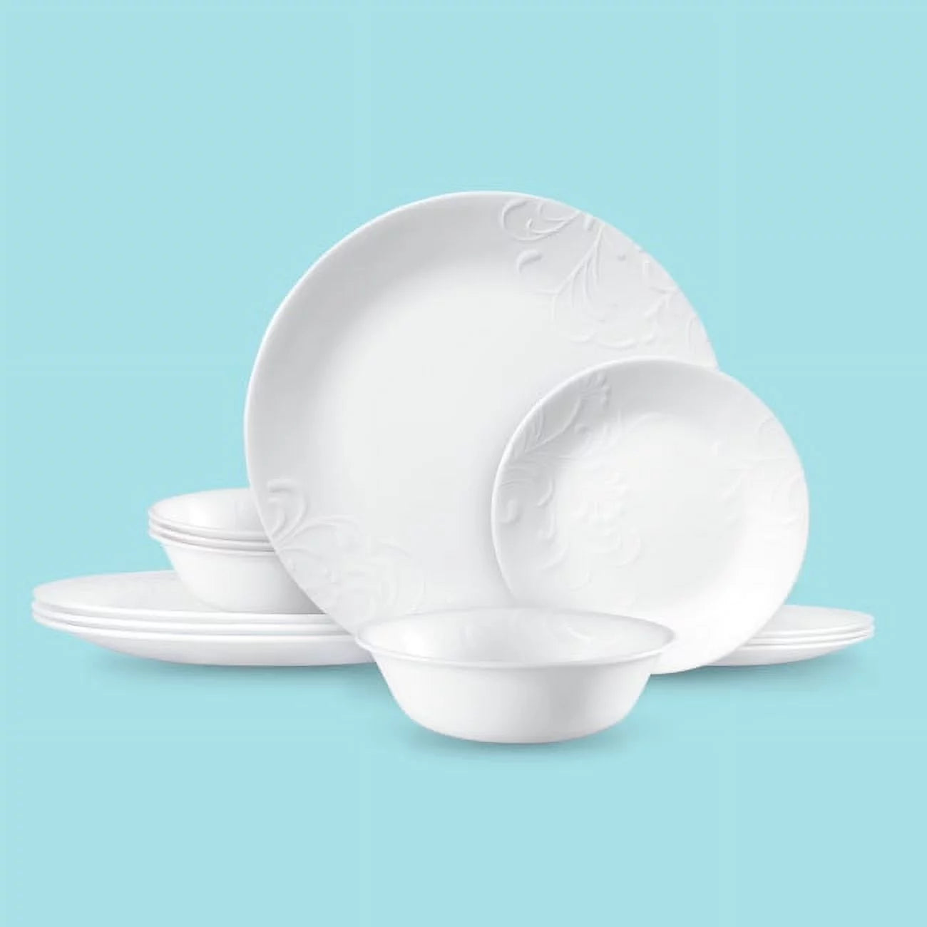 12 Piece White Dinnerware Set J532414