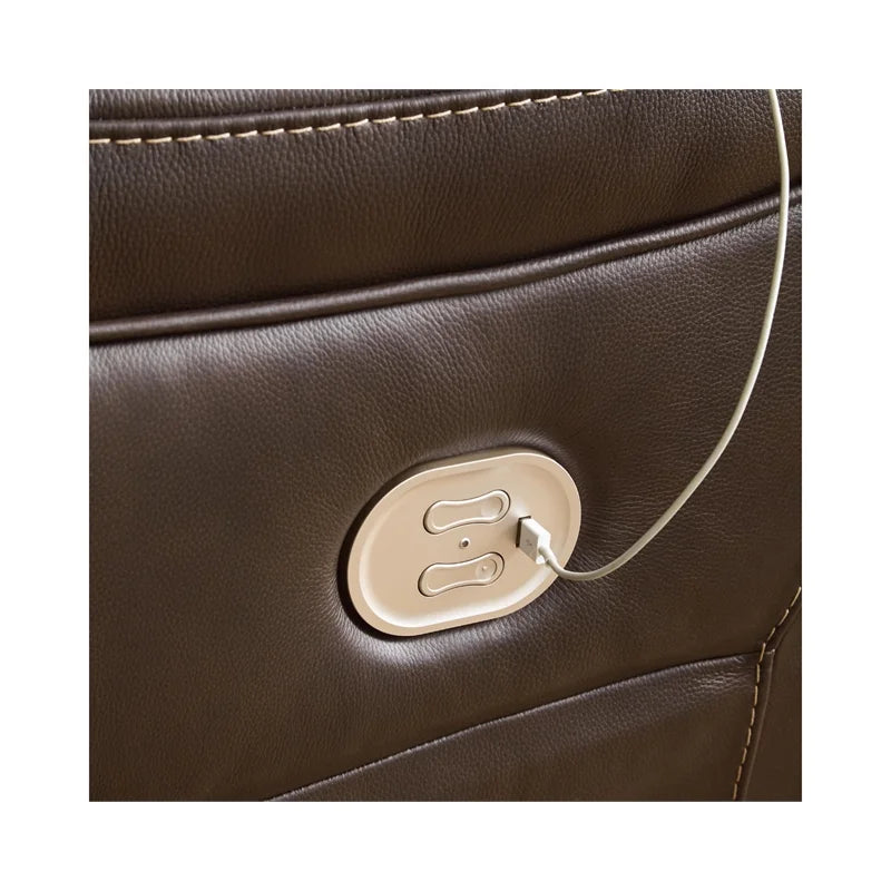 Leather Zero Wall Recliner with Headrest, Dark Brown Y265134
