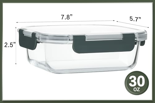 10 Pack 30 oz Glass Meal Prep Containers with Airtight Lids J13186