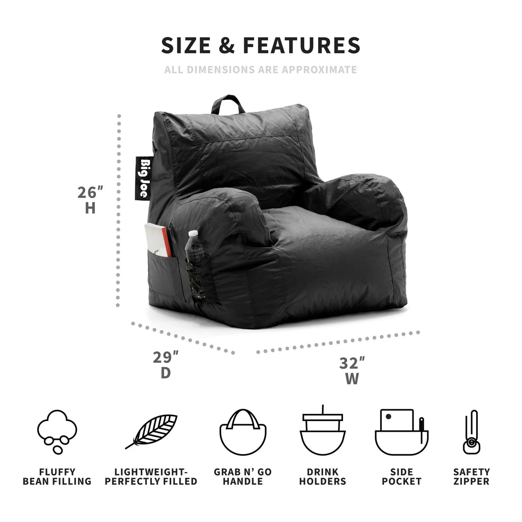Dorm Bean Bag Chair with Drink Holder and Pocket, 3 feet F63358