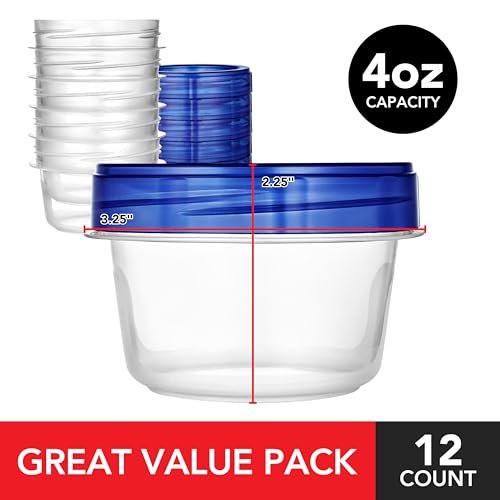 4oz Plastic Containers with Twist Top Lids, 6 Pack X600