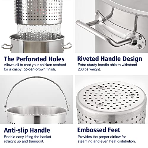Stainless Steel Stock Pot 6-Piece with Basket and Steamer Rack V993