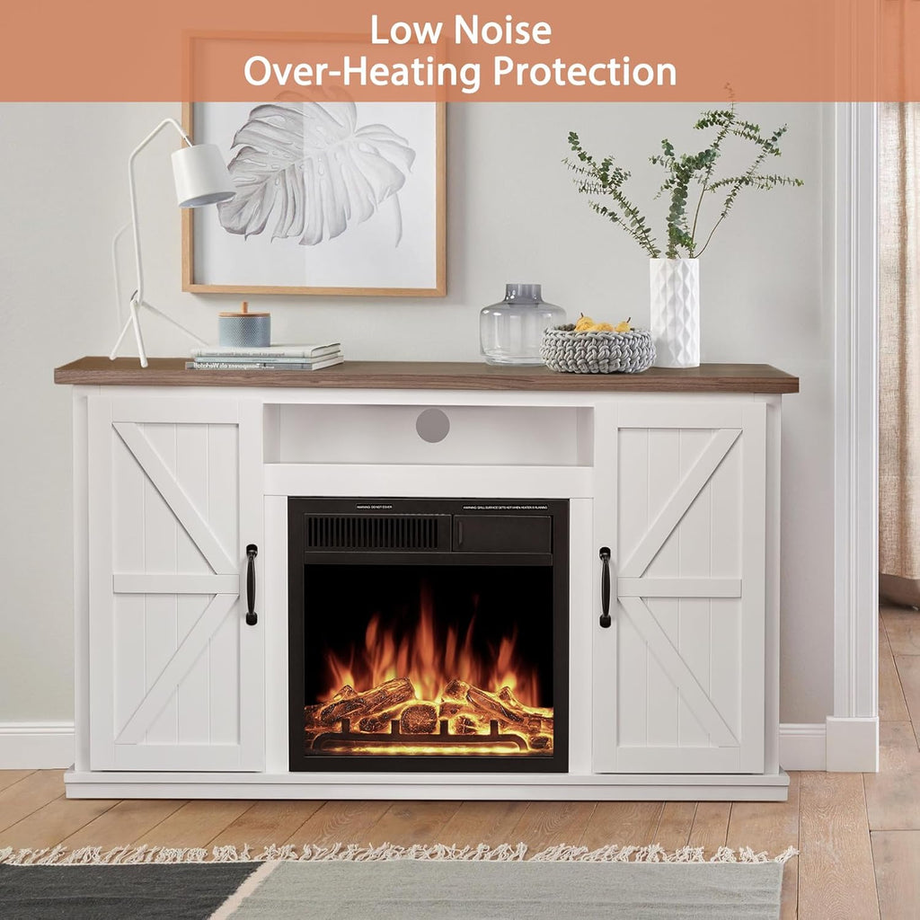 47" Fireplace Mantel Wood Surround TV Stand Freestanding Corner Heater with Adjustable LED Flame F6061