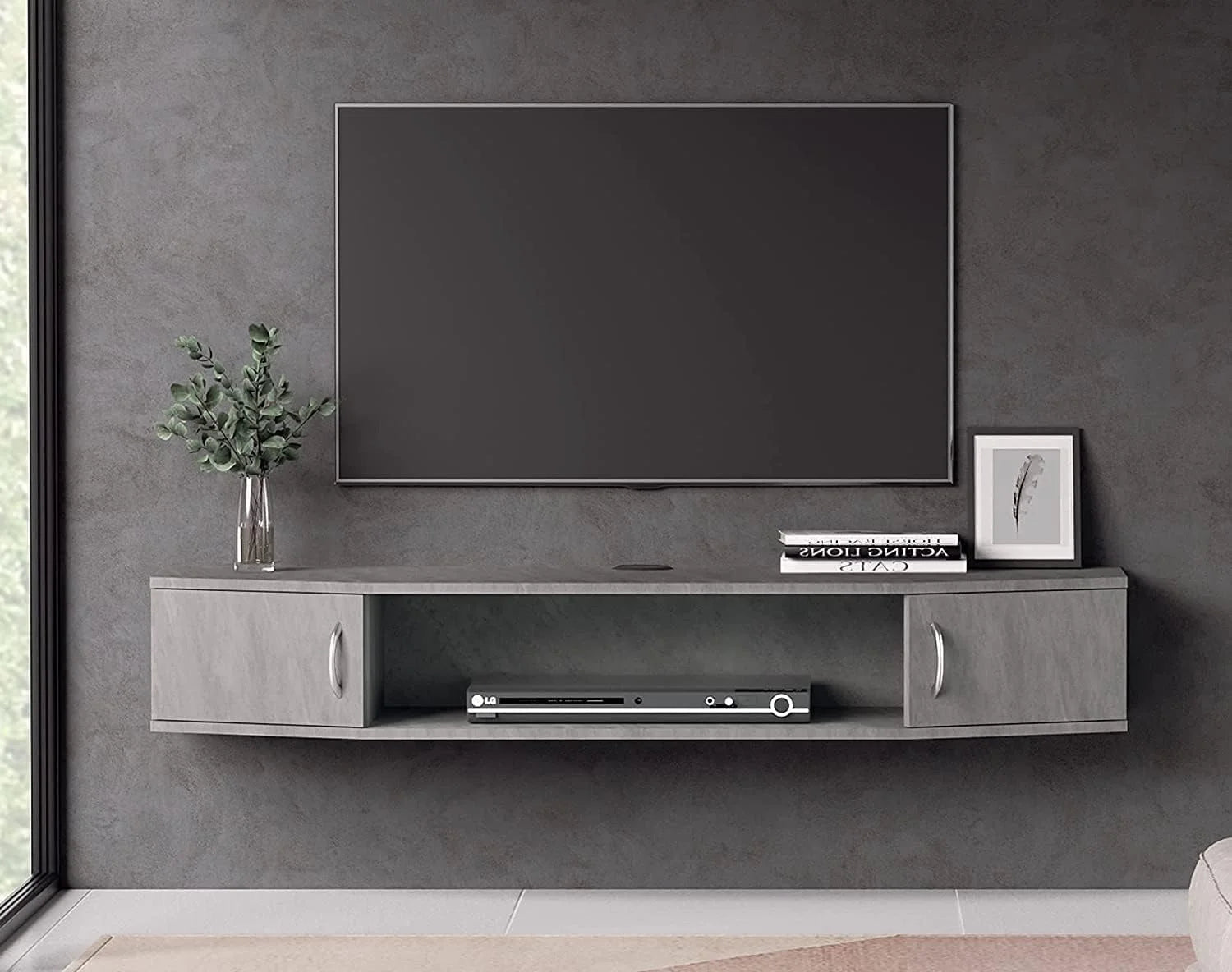 Floating TV Stand with Cabinet, Wall Mounted TV Shelf, 70'' C179431