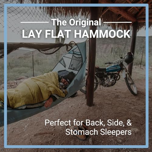 Lay Flat Hammock Tent with Mosquito Net, Insulated Pad and Rainfly D732