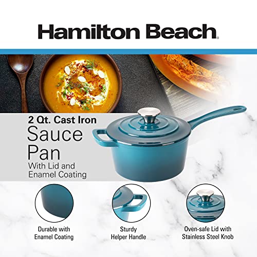 Enameled Cast Iron Sauce Pan 2-Quart Red I3420