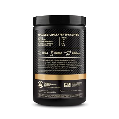 Pre Workout Advanced with Creatine, Beta-Alanine and Caffeine, Berry Blast, 20 Servings V4373