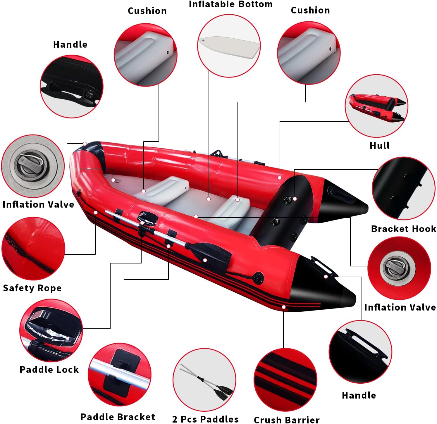 10 ft Inflatable Dinghy Boat for 4 Persons with Paddles, Pump, and Carry Bag C2387