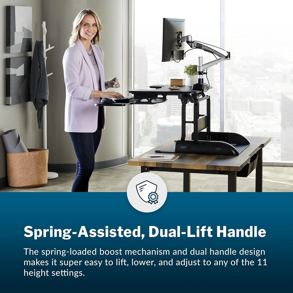 30" Two-Tier Height Adjustable Standing Desk Converter & Monitor Riser, Black M8075