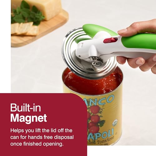 Manual Can Opener with Lid Lifter Magnet, Red X618803