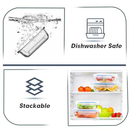 Glass Food Storage Containers with Lids, Airtight Meal Prep S710548