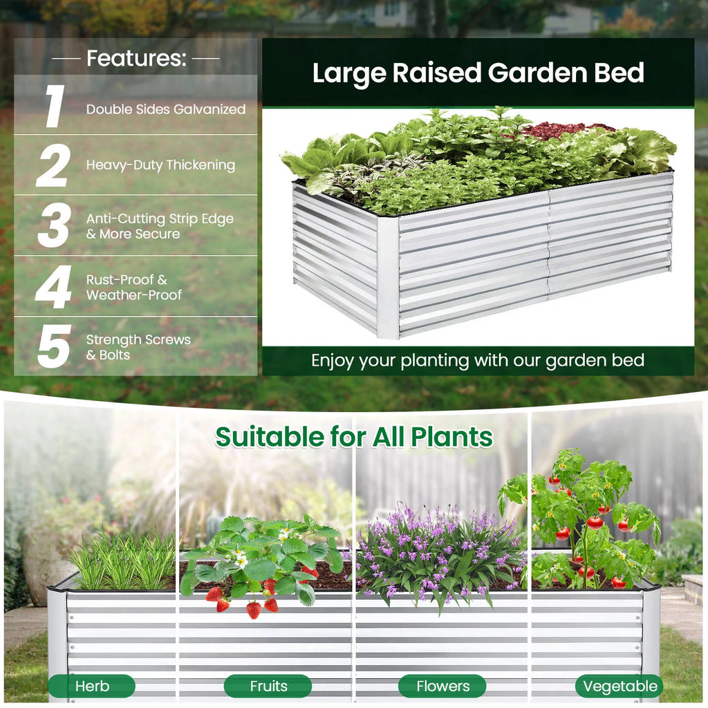 Galvanized Raised Garden Beds 6ft x 3ft x 2ft Metal Planter Box X565