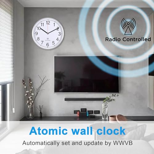 Analog Wall Clock 14 Inch, Radio Controlled, Aluminum Frame C990564