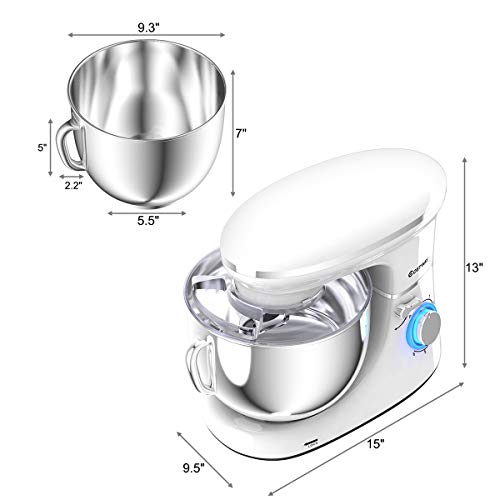 Stand Mixer, 660W Electric Kitchen Mixer with 6-Speed Control, 6.3-Quart Stainless Steel Bowl I76860
