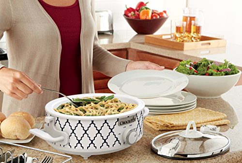Small 2.5 Quart Casserole Slow Cooker, White/Blue U46112