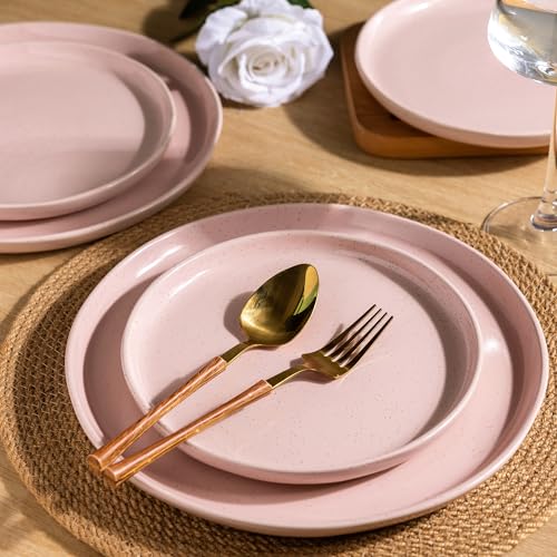Ceramic Dinnerware Set for 6, 18 Pieces Handpainted Plates and Bowls, Stoneware, Dishwasher Safe K50345
