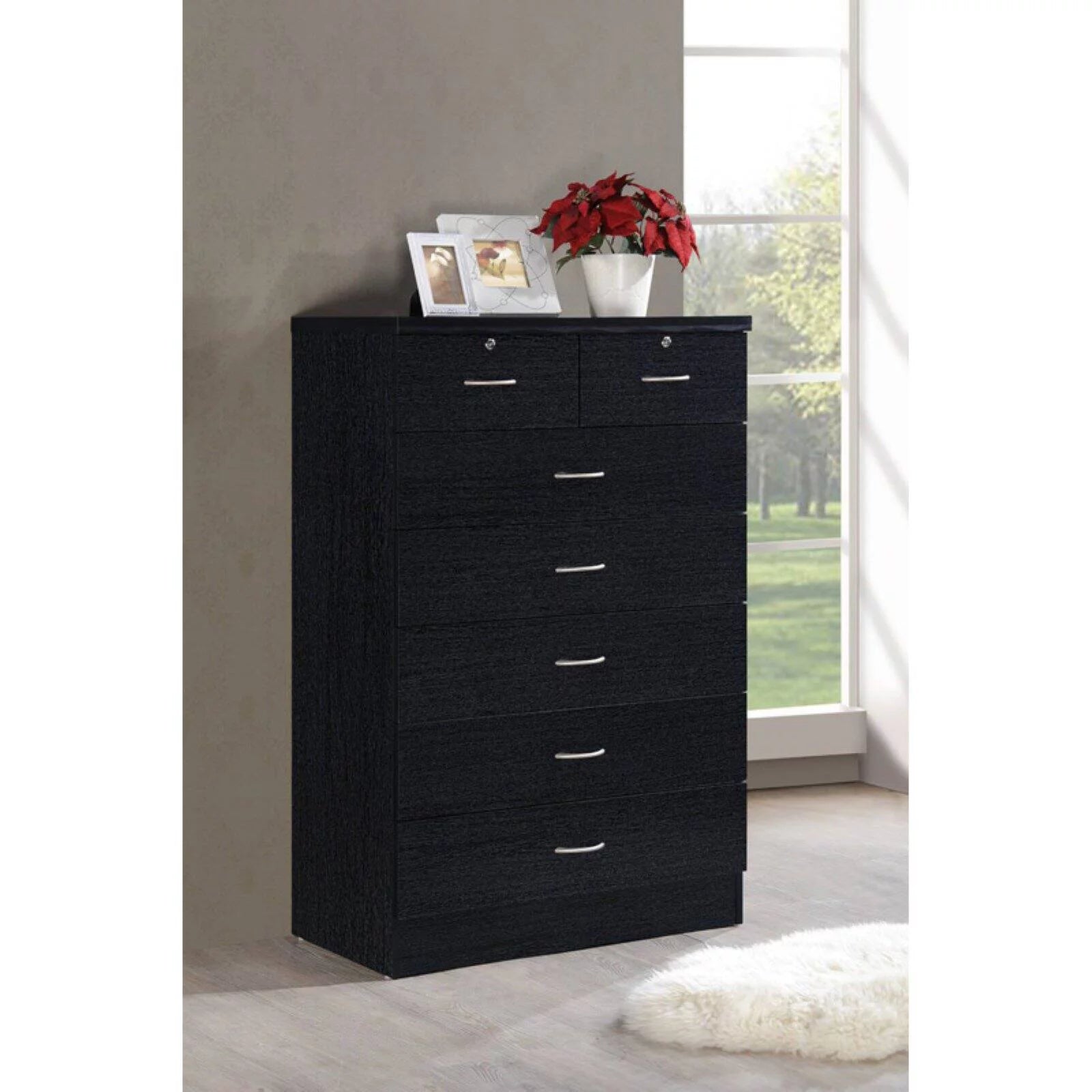 7 Drawer Wooden Dresser Chest with 2 Top Locks F569225