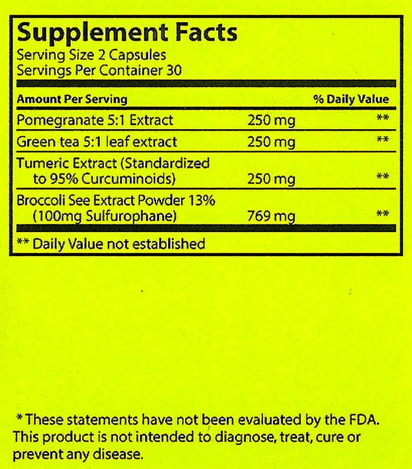 Pomegranate, Green Tea, Turmeric & Broccoli Vegan Capsules (60ct) X374765