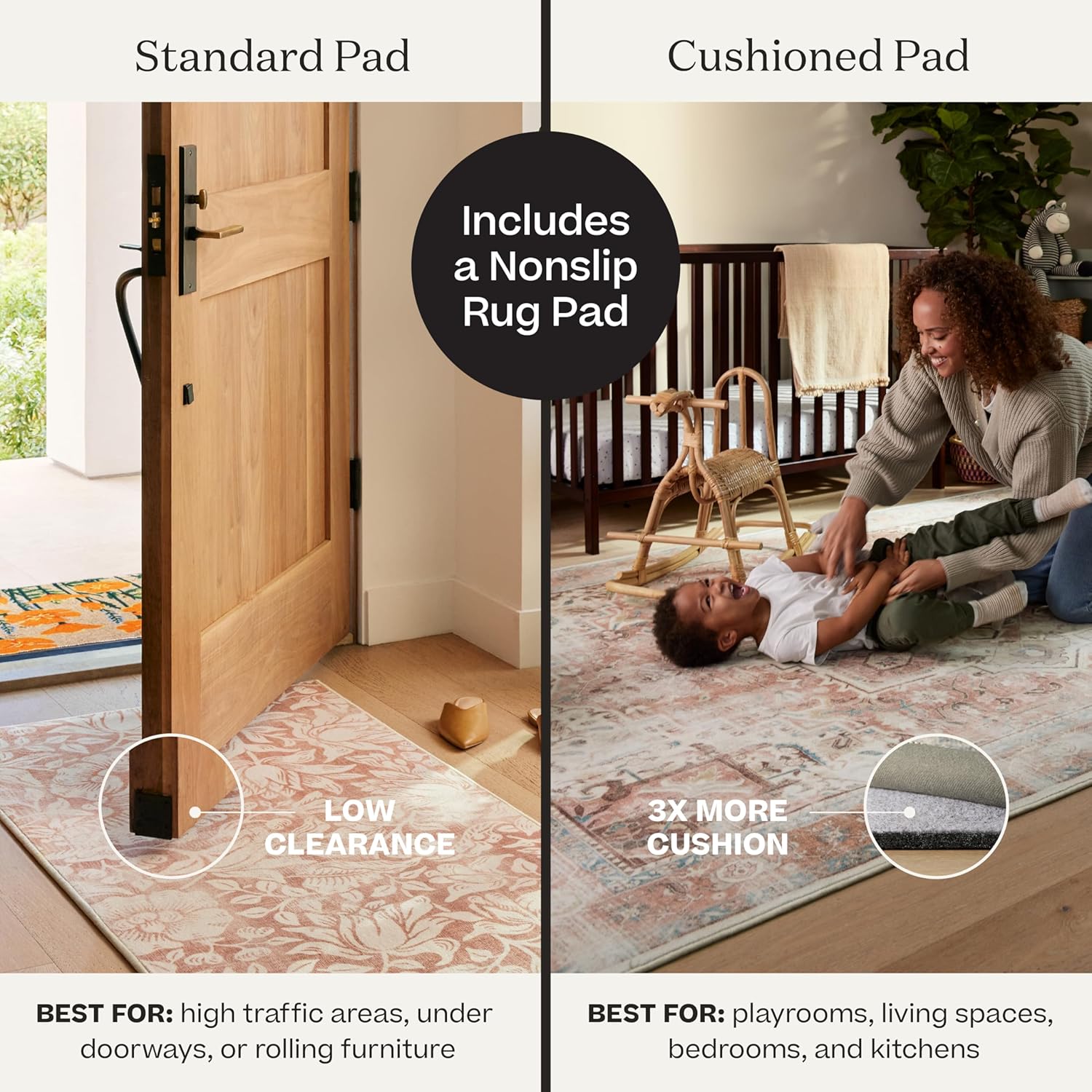 Washable Area Rug 8x10 - Non Slip Vintage Indoor Carpet for Living Room Bedroom Dining Room Kitchen F91173
