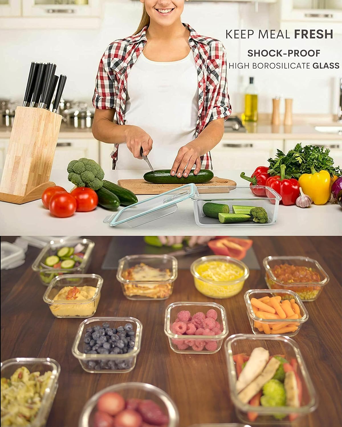 Airtight Glass Food Storage Containers with Lids B5271