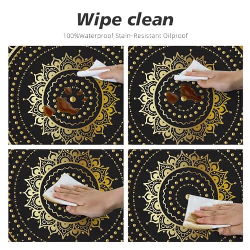 Fitted Round Tablecloth with Elastic Edge, Waterproof Oil-Proof, Fits 40"-44" Diameter Tables Y4601