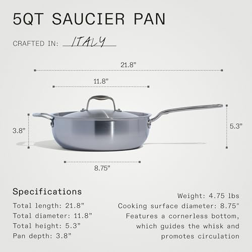 2 Quart Stainless Steel Saucier Pan, 5 Ply, Induction Compatible D24568