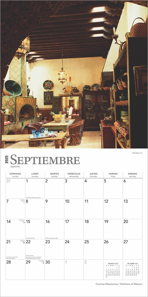 Mexican Kitchens 2025 12 x 24 Inch Monthly Square Wall Calendar, Bilingual English/Spanish, Plastic-Free G7678
