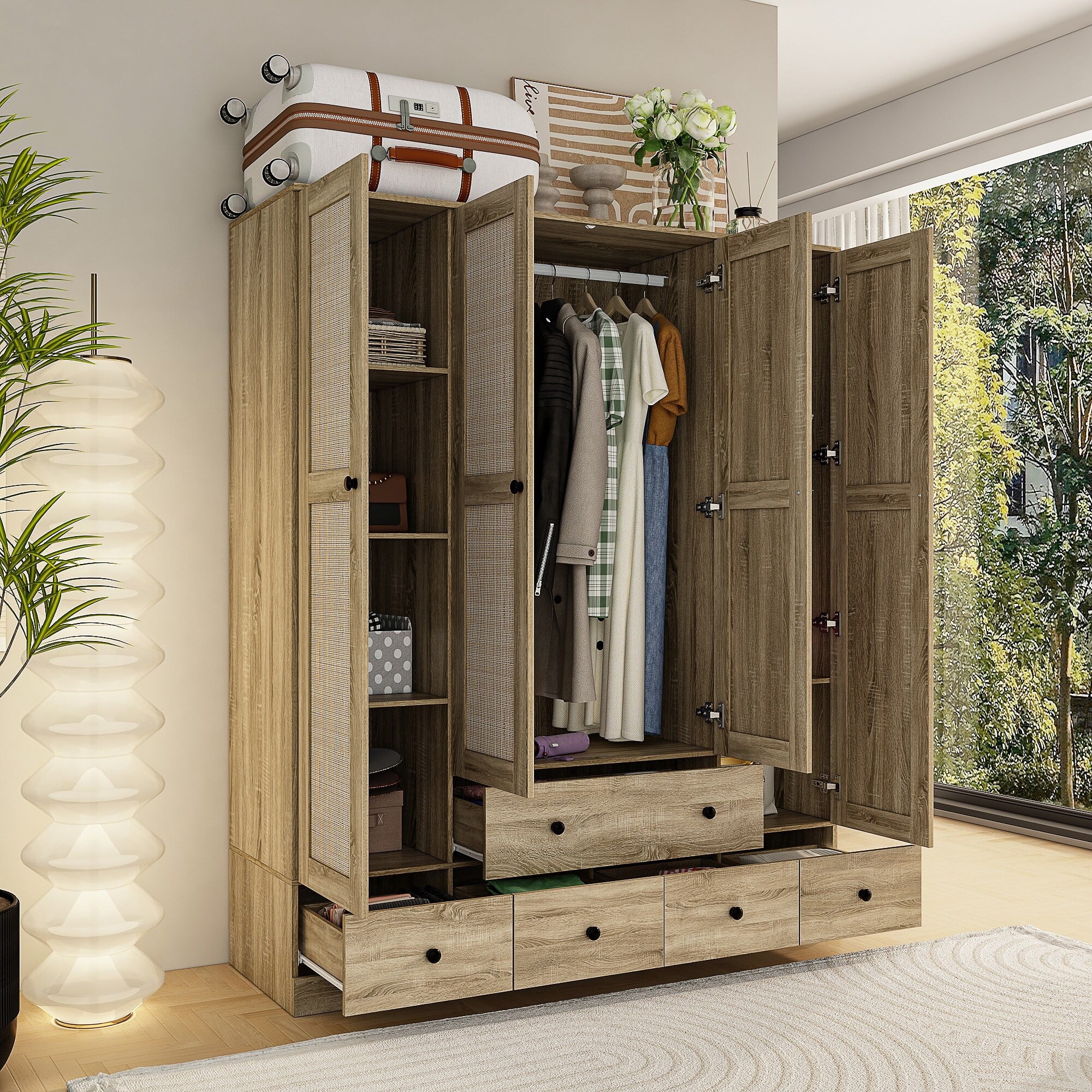 Freestanding Wardrobe Cabinet 59"W White T442184