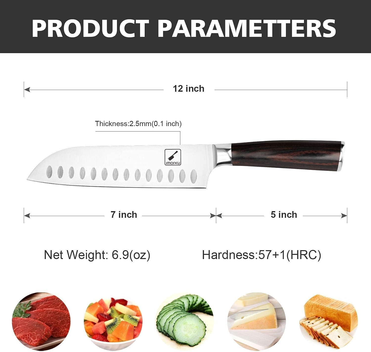 Santoku Knife and Cleaver 7 Inch Kitchen Knife T2078