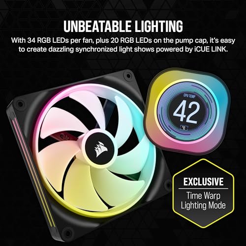 Liquid CPU Cooler 360mm AIO with RGB Fans and LCD Screen R621607