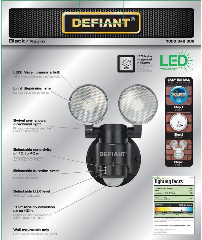 Outdoor Motion Activated 2-Head Flood Light, 180-Degree, Black G45145