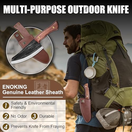 Nakiri Knife 6.6 Inch Meat Cleaver Vegetable Kitchen Knife with Leather Sheath S747